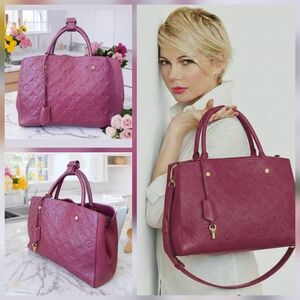 Louis Vuitton 💕 Montaigne MM Empreinte Leather Aurore Raspberry Bag ✨